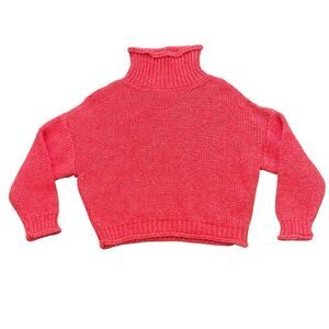 Anthropologie Cropped Turtleneck Sweater | Made in Italy | XS | Coral Knit